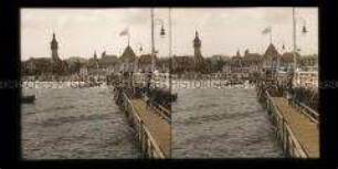 Blick von der Seebrücke zumStrand, Kurhaus und Warmbad, Zoppot