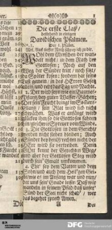 Die erste Claß/ bestehend in einigen Davidischen Psalmen.