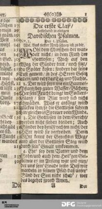 Die erste Claß/ bestehend in einigen Davidischen Psalmen.