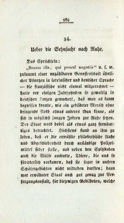 14. Ueber die Sehnsucht nach Ruhe