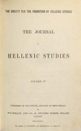 The journal of Hellenic studies. 4. 1883