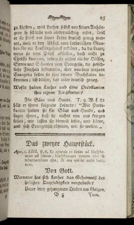 Das zweyte Hauptstück. [...] Von Gott.