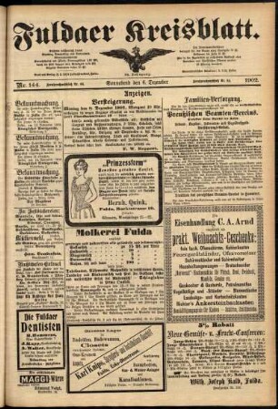 Dritte Ausgabe vom Samstag, den 06. Dezember 1902.