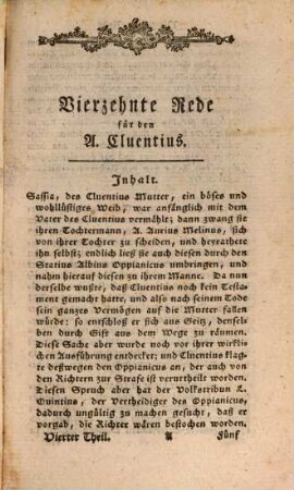 M. Tullius Cicero's Reden, Vierter Theil