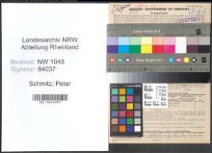 Entnazifizierung Peter Schmitz , geb. 12.04.1899 (Geschaeftsfuehrer)