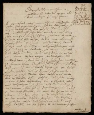 Briefentwurf Johann Friedrich von Uffenbach an Unbekannt. Ohne Ort, Ohne Datum