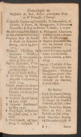 Genealogie oue naissances des rois, reines, principaux princes & princesses d'Europe