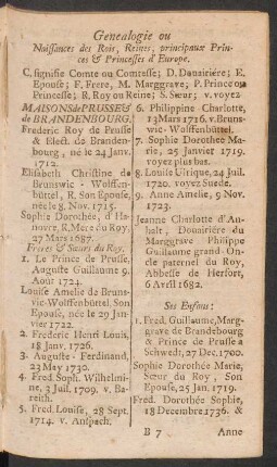 Genealogie oue naissances des rois, reines, principaux princes & princesses d'Europe