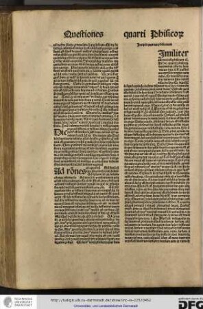 In hoc quarto phisicorum determinat philosophus de loco vacuo et tempore, que sunt passiones extrinsece corporis naturalis.