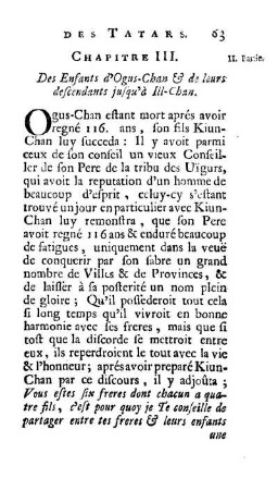 Chapitre III. Des Entfants d'Ogus-Chan & de leurs descencdants jusqu'à Ill-Chan