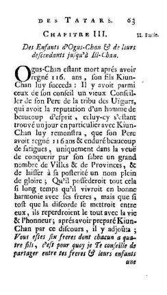 Chapitre III. Des Entfants d'Ogus-Chan & de leurs descencdants jusqu'à Ill-Chan