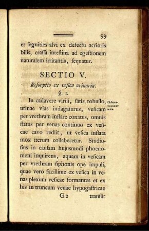 Sectio V. Resorptio ex vesica urinaria.