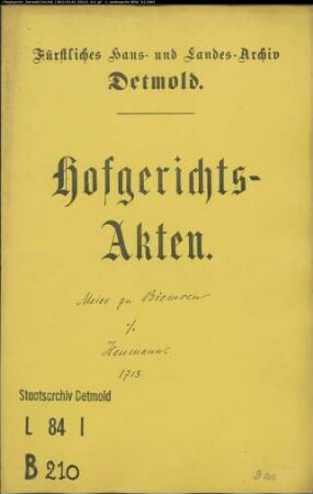 Biemsen, Meier zu gegen Heumann zu Hagen