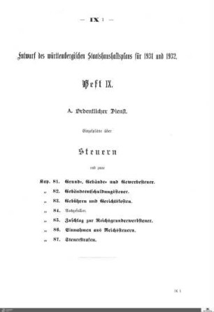 Staatshaushaltsplan 1931-1932, Heft 9