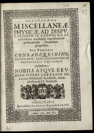 Positiones miscellaneae physicae