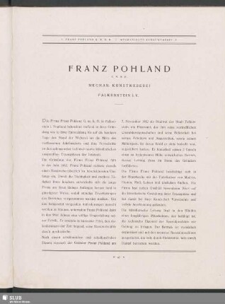 Franz Pohland G.m.b.H., Mechan. Kunstweberei Falkenstein i.V.