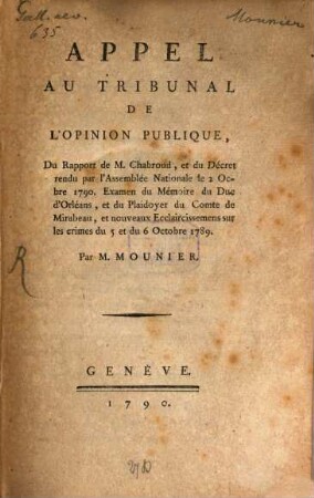 Appel au tribunal de l'opinion publique
