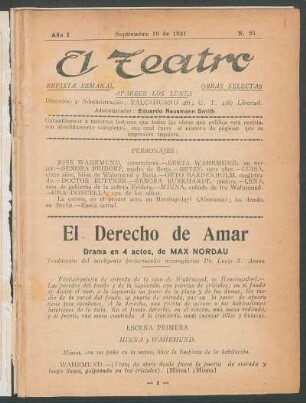 1921002500: El derecho de amar : drama en 4 actos