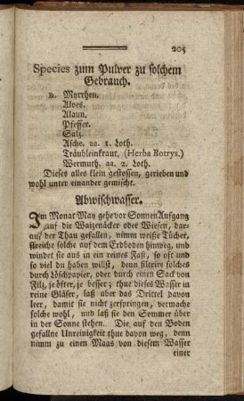 Species zum Pulver zu solchem Gebrauch