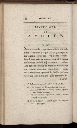 Sectio XVI. De Auditu