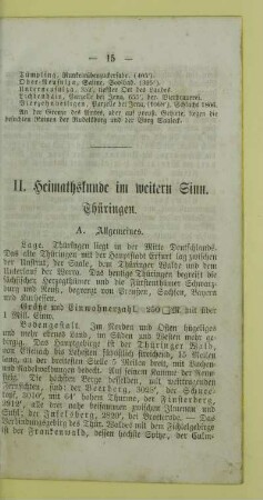 II. Heimathskunde im weitern Sinn