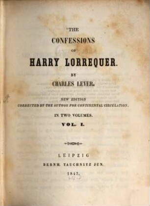 The confessions of Harry Lorrequer, 1