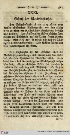XXXI. SchluÃdes Reichshofraths
