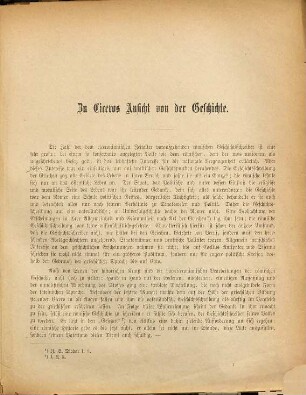 Zu Ciceros Ansicht von der Geschichte