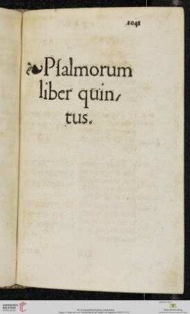 Psalmorum liber quintus