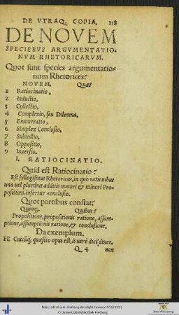 De Novem Speciebus Argumentationum Rhetoricarum