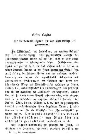 Erstes Capitel. Die Verständnislosigkeit für das Symbolische.