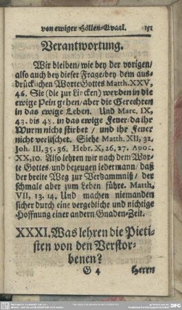 XXXI. Was lehren die Pietisten von den Verstorbenen?