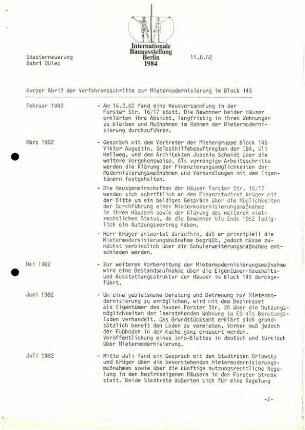 Arbeitspapier: Chronik Mietermodernisierung               Block 145