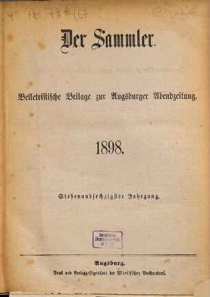 Der Sammler. 67. 1898