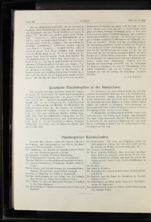 Japanische Eisenbahnpläne in der Mandschurei.