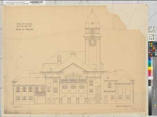 Neubau einer Badeanstalt für die Stadt Düren/Rhld., Architekt Willi Esser, Viersen Ansicht vom Bahndamm