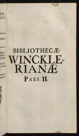 501-986, Bibliothecae Wincklerianae Pars II.