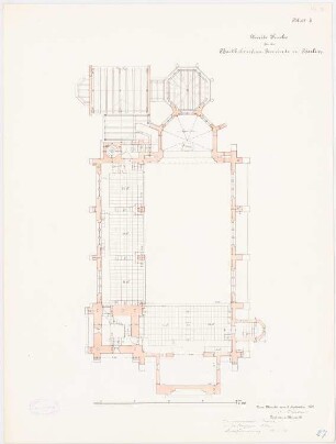 Immanuelkirche, Berlin: Grundriss auf Emporenebene 1:100
