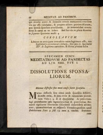 68-81, Sp. 295. De Dissolutione sponsaliorum