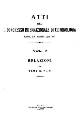 Relazioni sul tema IV, V e VI