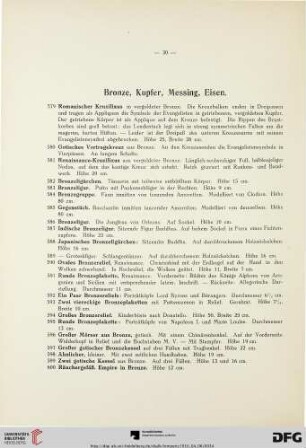 Bronze, Kupfer, Messing, Eisen (Nr. 579-688)
