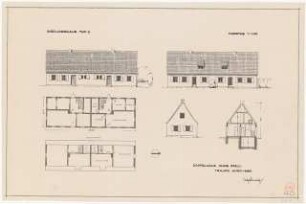 Dorfentwicklungsplanung, Preußisch Friedland: Grundrisse, Ansichten, Schnitt 1:100