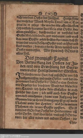 Das zwantzigste Capitul. Von Verwerffung des Opffers der Juden, und von Erwehlung des Sacraments oder Heyligthums der Christen