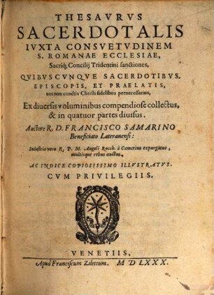 Thesaurus sacerdotalis iuxta consuetudinem S. romanae ecclesiae