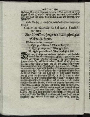 Eine Gewissens-Frage von Gottgeheiligter Sabbaths-Feyer.