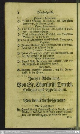Zweyte Abtheilung. Von Sr. Churfürstlichen Durchl. Collegiis und Expeditionen