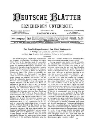 Der Geschichtsquellenwert des Alten Testaments : in Vorträgen vor Lehrern und Lehrerinnen erörtert ; (Fortsetzung)