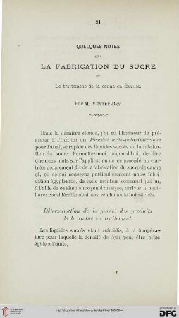 2.Ser. 9.1888: Quelques notes sur la fabrication du sucre et le traitement de la canne en Égypte