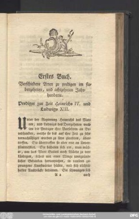 Erstes Buch. Verschiedene Arten zu predigen im siebenzehnten, und achtzehnten Jahrhunderte.