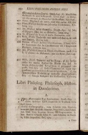 Libri Philolog. Philosoph. Histor. in Duodecimo.